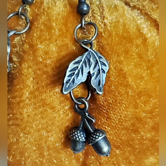 Acorn earrings leafs bronze handmade NEW fall autumn Thanksgiving gift vtg style - Picture 5 of 14